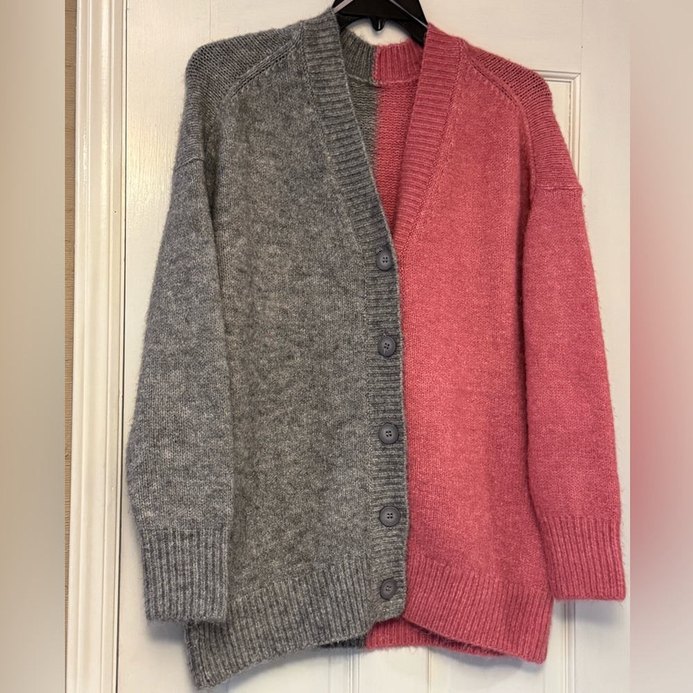 Zara Gray and Pink Women's Cardigan